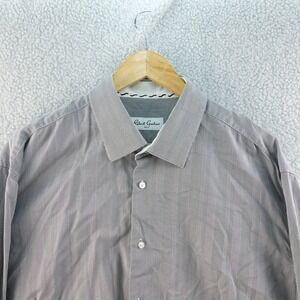 Robert Graham Herringbone Mens XL Big Button‎ Down Shirt Gray Long Sleeve Casual